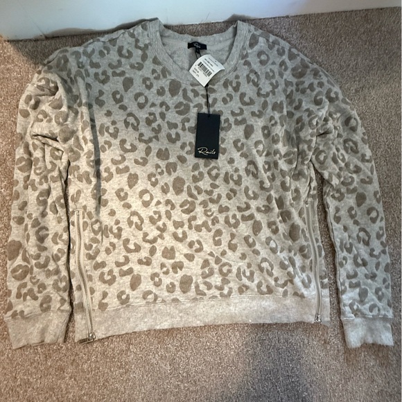 Rails Sweaters - Brand New Rails Leopard Print Sweater with Zippers Size M